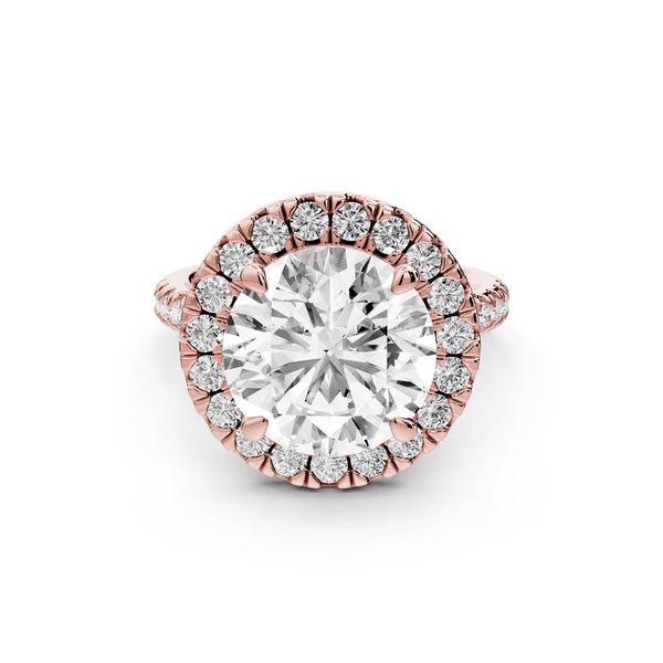 Marina - 5ct 14k rose gold round halo pavé half band engagment ring - Mr. Alex Jewelry