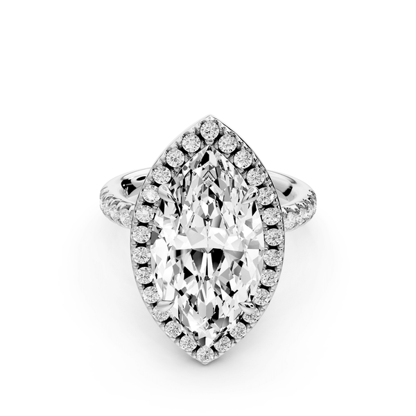 Marina - 5ct 14k white gold marquise halo pavé half band engagement ring - Mr. Alex Jewelry