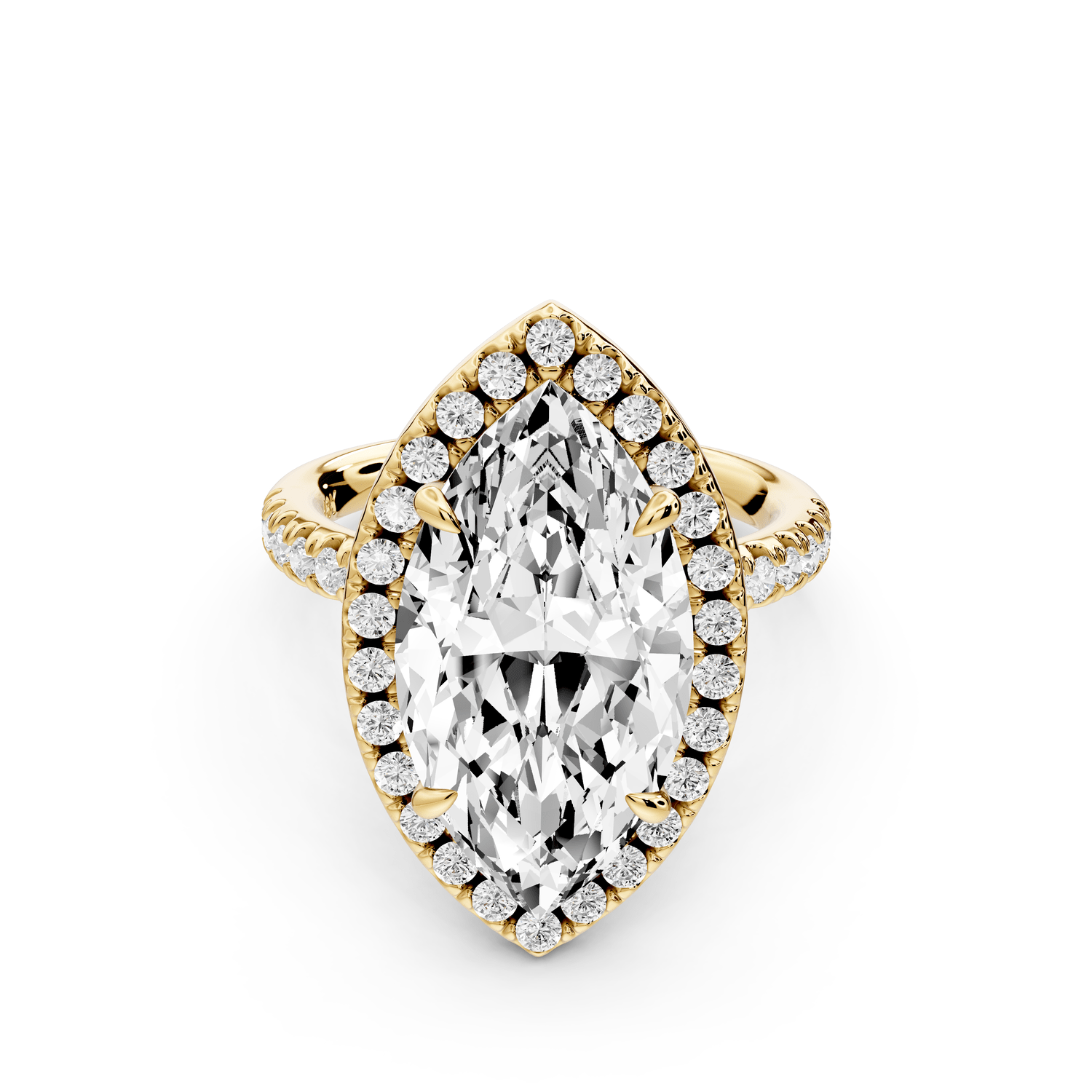 Marina - 5ct 14k yellow gold marquise halo pavé half band engagement ring - Mr. Alex Jewelry