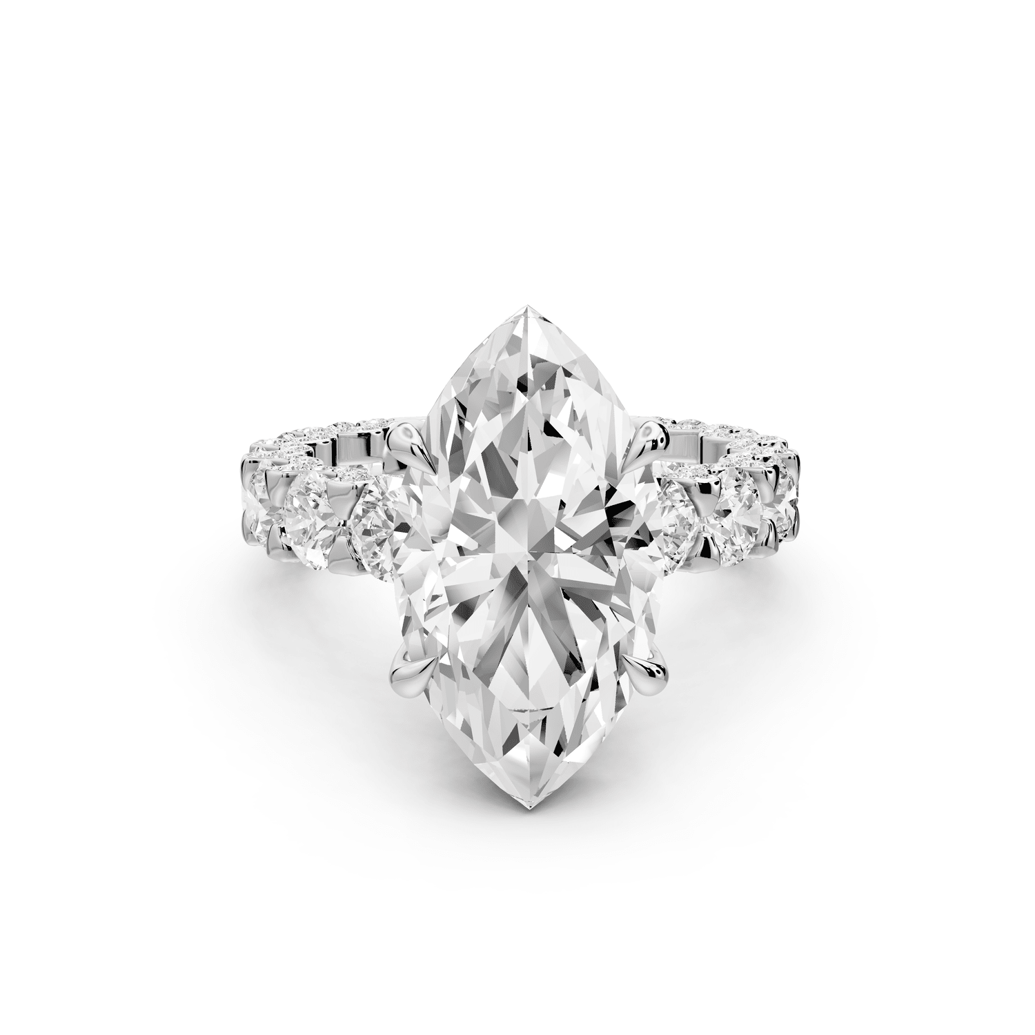 Maya - 5ct 14k white gold Marquise Hidden Halo Engagement Ring with Halo-Set Side Stones - Mr. Alex Jewelry