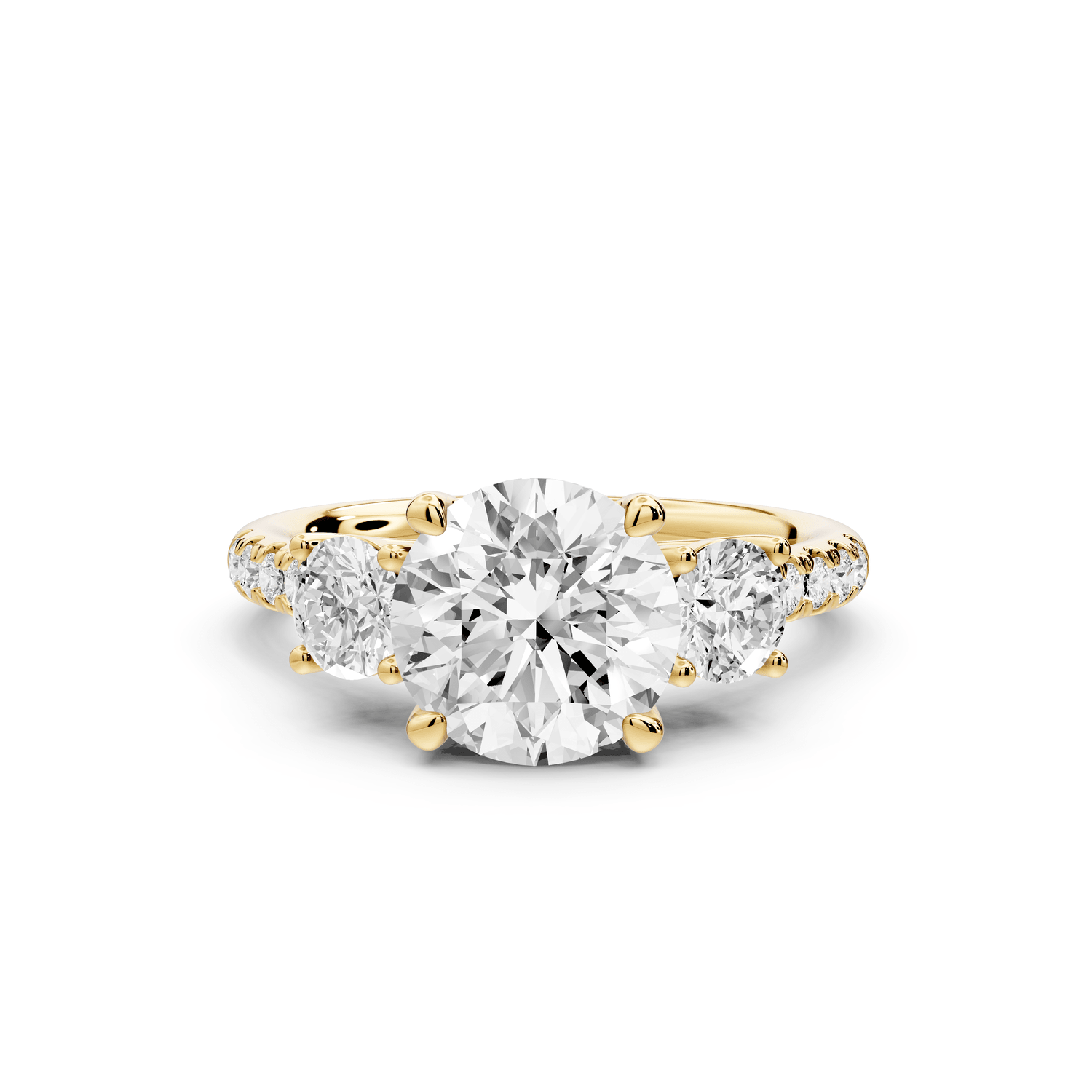 Mia - 2ct 14k yellow gold round Trellis Basket Diamond Pavé half band Engagement Ring - Mr. Alex Jewelry