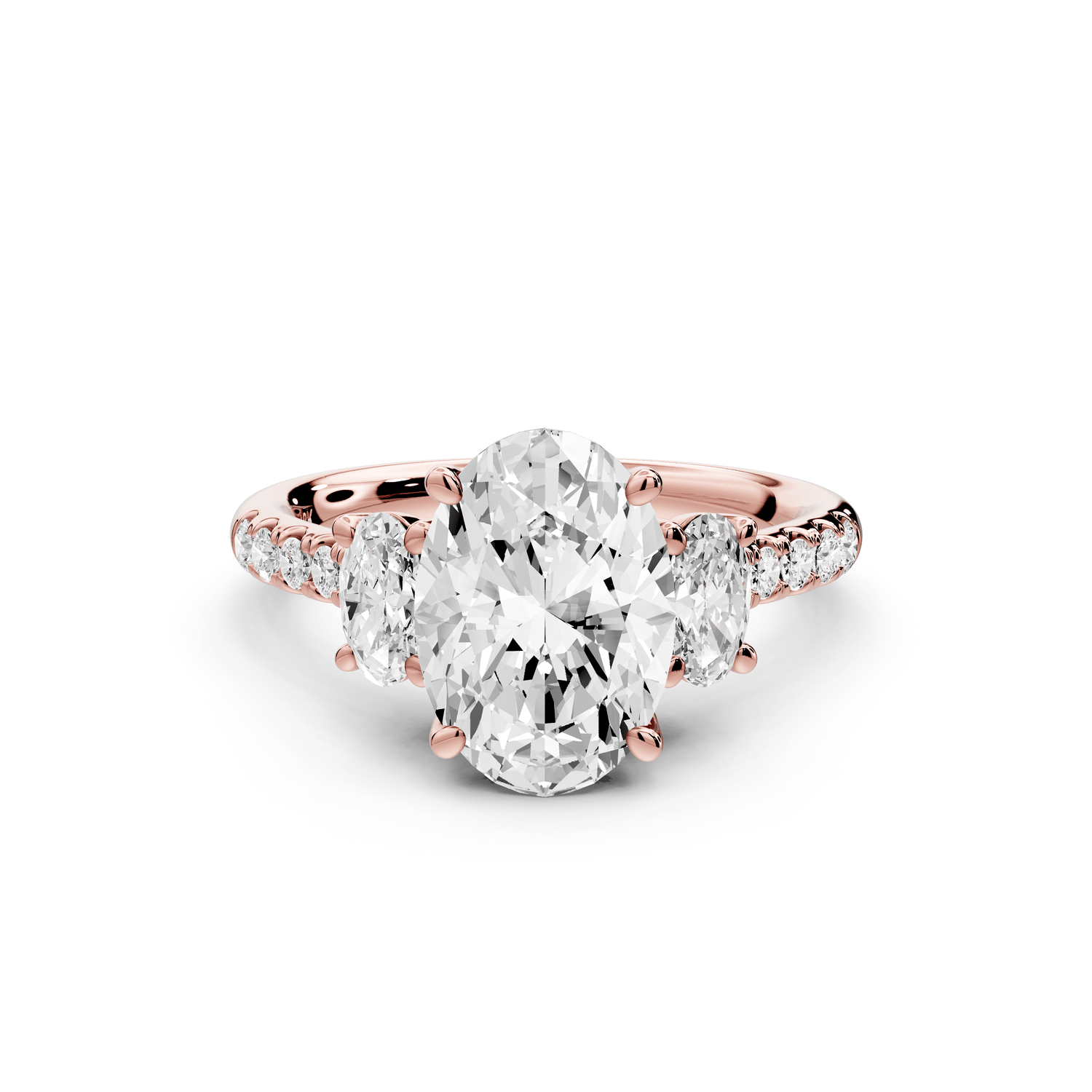 Mia - 2ct 18k rose gold oval Trellis Basket Diamond Pavé half band Engagement Ring - Mr. Alex Jewelry
