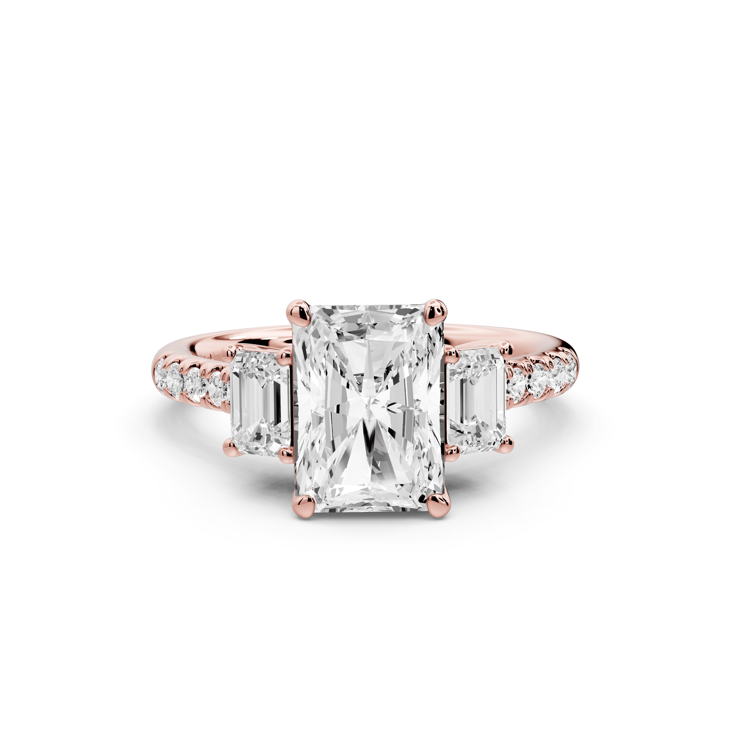 Mia - 2ct 18k rose gold radiant Trellis Basket Diamond Pavé half band Engagement Ring - Mr. Alex Jewelry