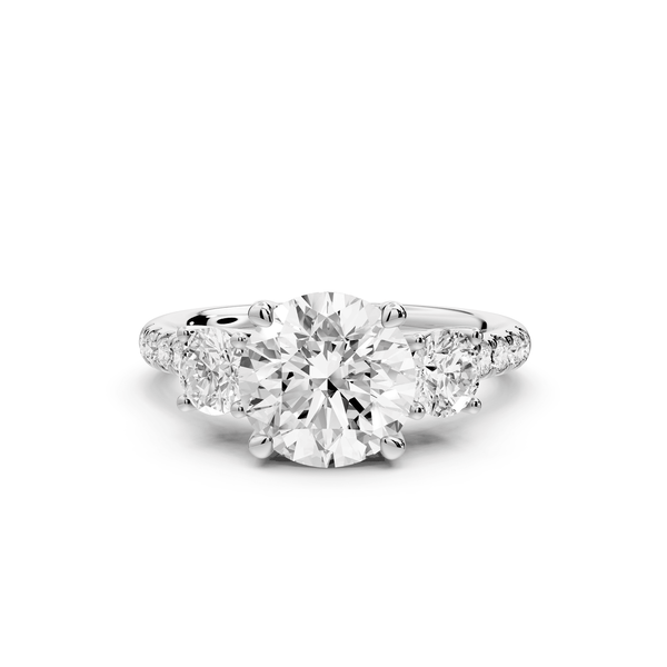 Mia - 2ct 18k white gold round Trellis Basket Diamond Pavé half band Engagement Ring - Mr. Alex Jewelry