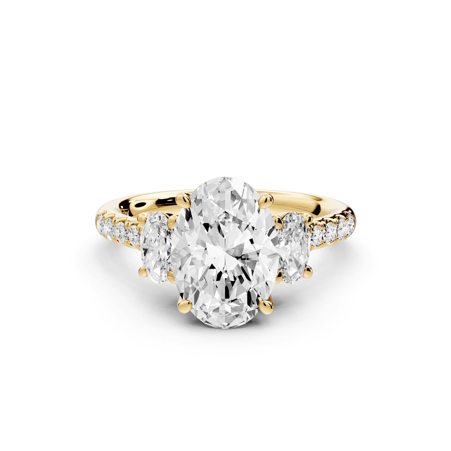 Mia - 2ct 18k yellow gold oval Trellis Basket Diamond Pavé half band Engagement Ring - Mr. Alex Jewelry