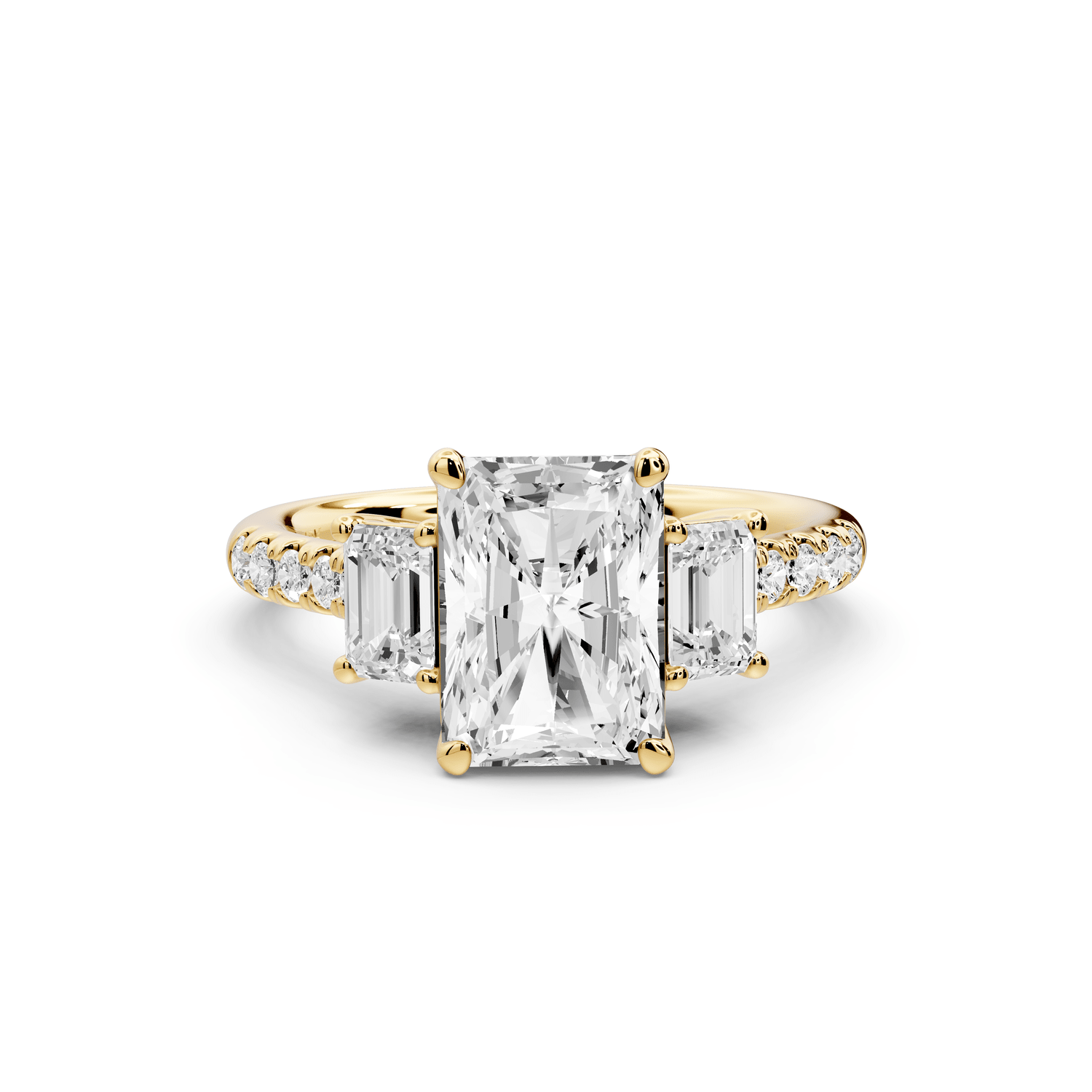 Mia - 2ct 18k yellow gold radiant Trellis Basket Diamond Pavé half band Engagement Ring - Mr. Alex Jewelry