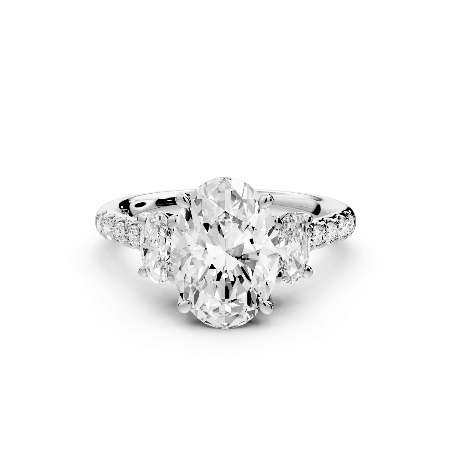Mia - 2ct platinum oval Trellis Basket Diamond Pavé half band Engagement Ring - Mr. Alex Jewelry
