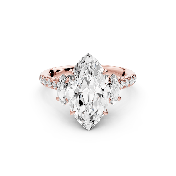 Mia - 3ct 14k rose gold marquise Trellis Basket Diamond Pavé half band Engagement Ring - Mr. Alex Jewelry