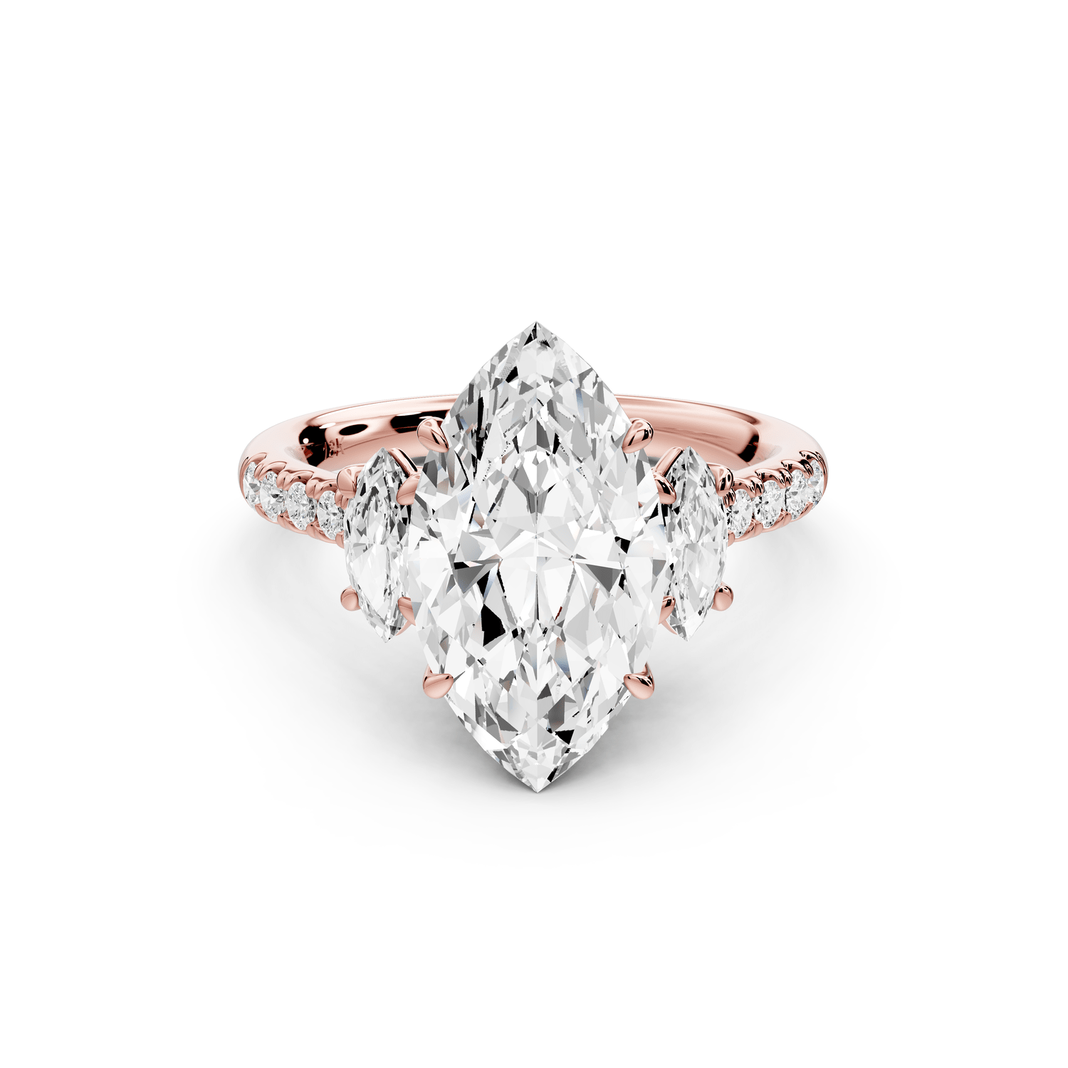Mia - 3ct 18k rose gold marquise Trellis Basket Diamond Pavé half band Engagement Ring - Mr. Alex Jewelry