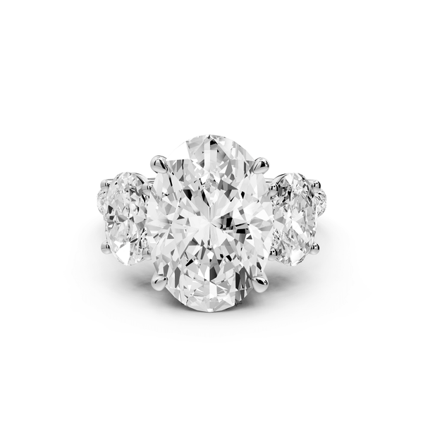 Mia - 3ct 18k white gold oval Trellis Basket Diamond Pavé half band Engagement Ring - Mr. Alex Jewelry