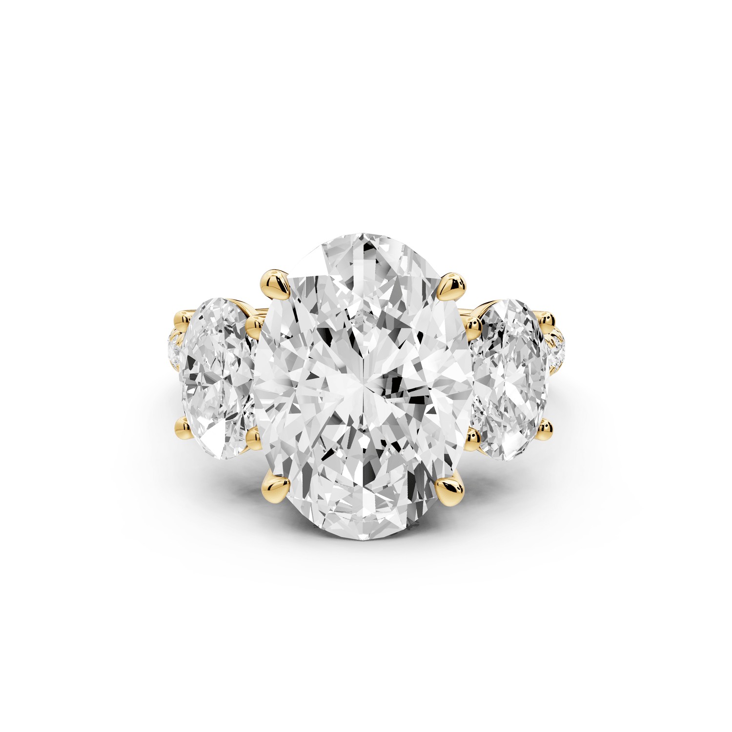 Mia - 3ct 18k yellow gold oval Trellis Basket Diamond Pavé half band Engagement Ring - Mr. Alex Jewelry