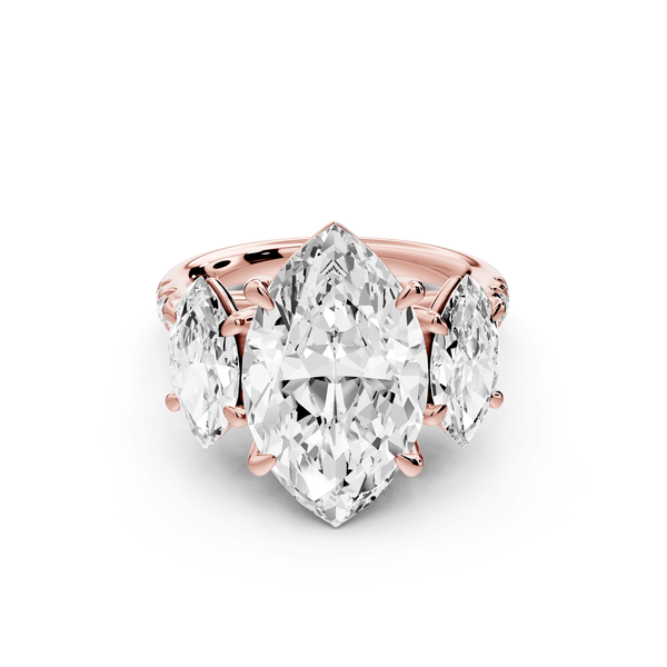 Mia - 4ct 14k rose gold marquise Trellis Basket Diamond Pavé half band Engagement Ring - Mr. Alex Jewelry