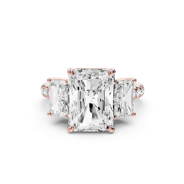 Mia - 4ct 14k rose gold radiant Trellis Basket Diamond Pavé half band Engagement Ring - Mr. Alex Jewelry