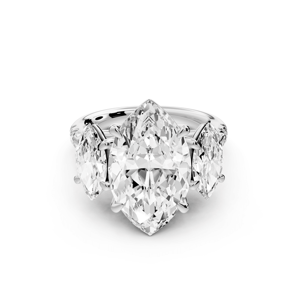 Mia - 4ct 14k white gold marquise Trellis Basket Diamond Pavé half band Engagement Ring - Mr. Alex Jewelry