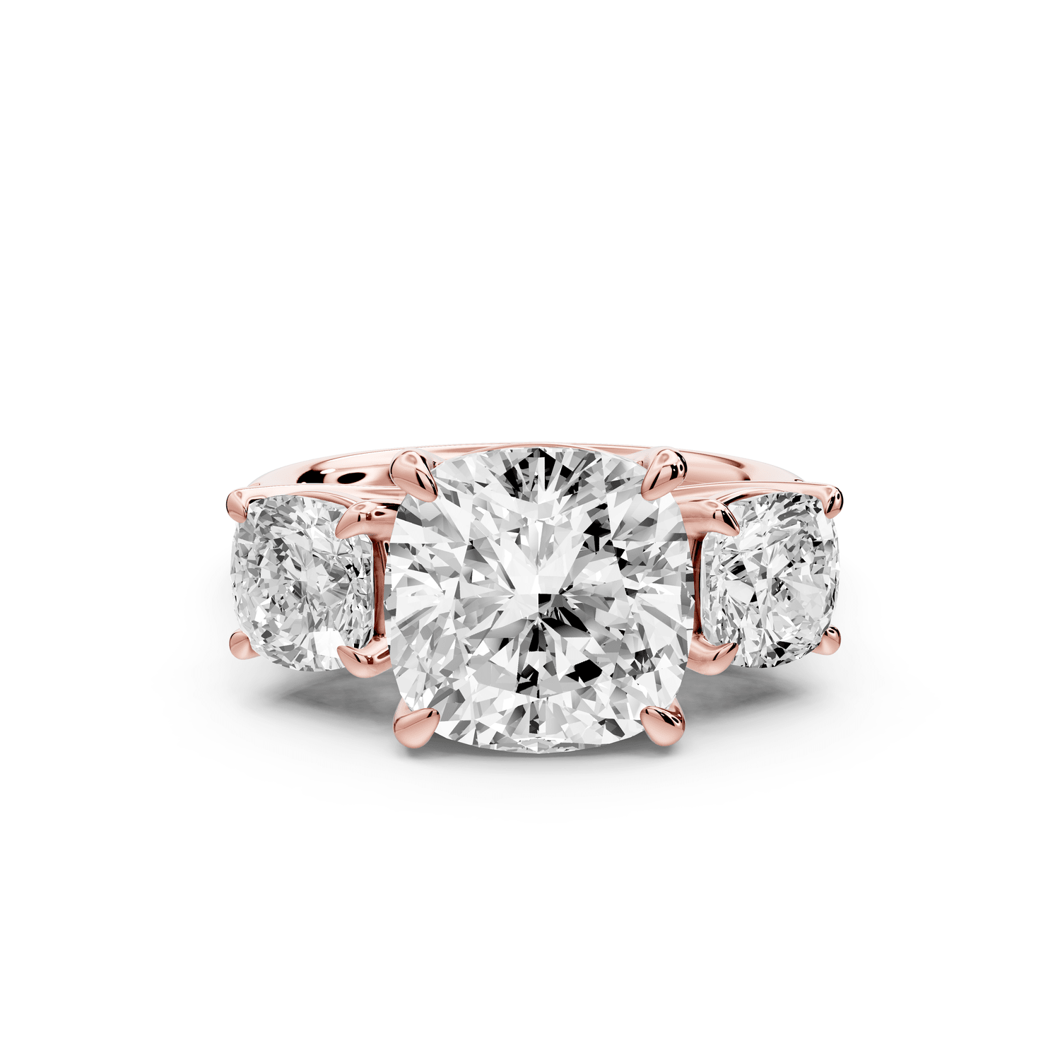 Mia - 4ct 18k rose gold cushion Trellis Basket Diamond Pavé half band Engagement Ring - Mr. Alex Jewelry
