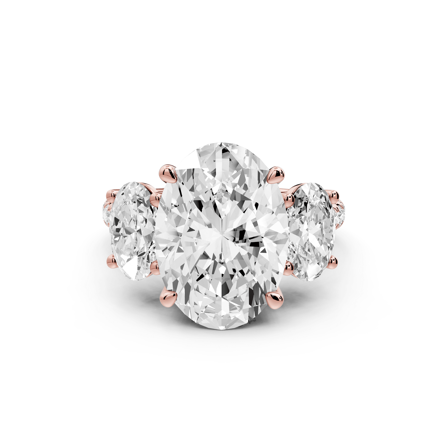 Mia - 4ct 18k rose gold oval Trellis Basket Diamond Pavé half band Engagement Ring - Mr. Alex Jewelry