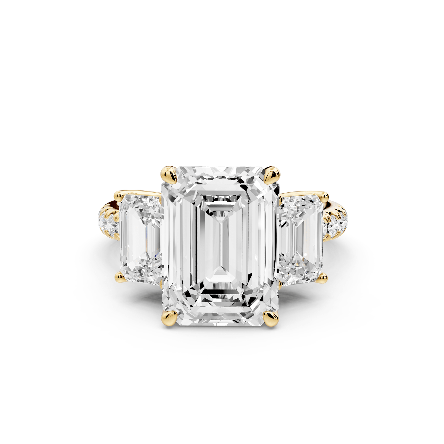 Mia - 4ct 18k yellow gold emerald Trellis Basket Diamond Pavé half band Engagement Ring - Mr. Alex Jewelry