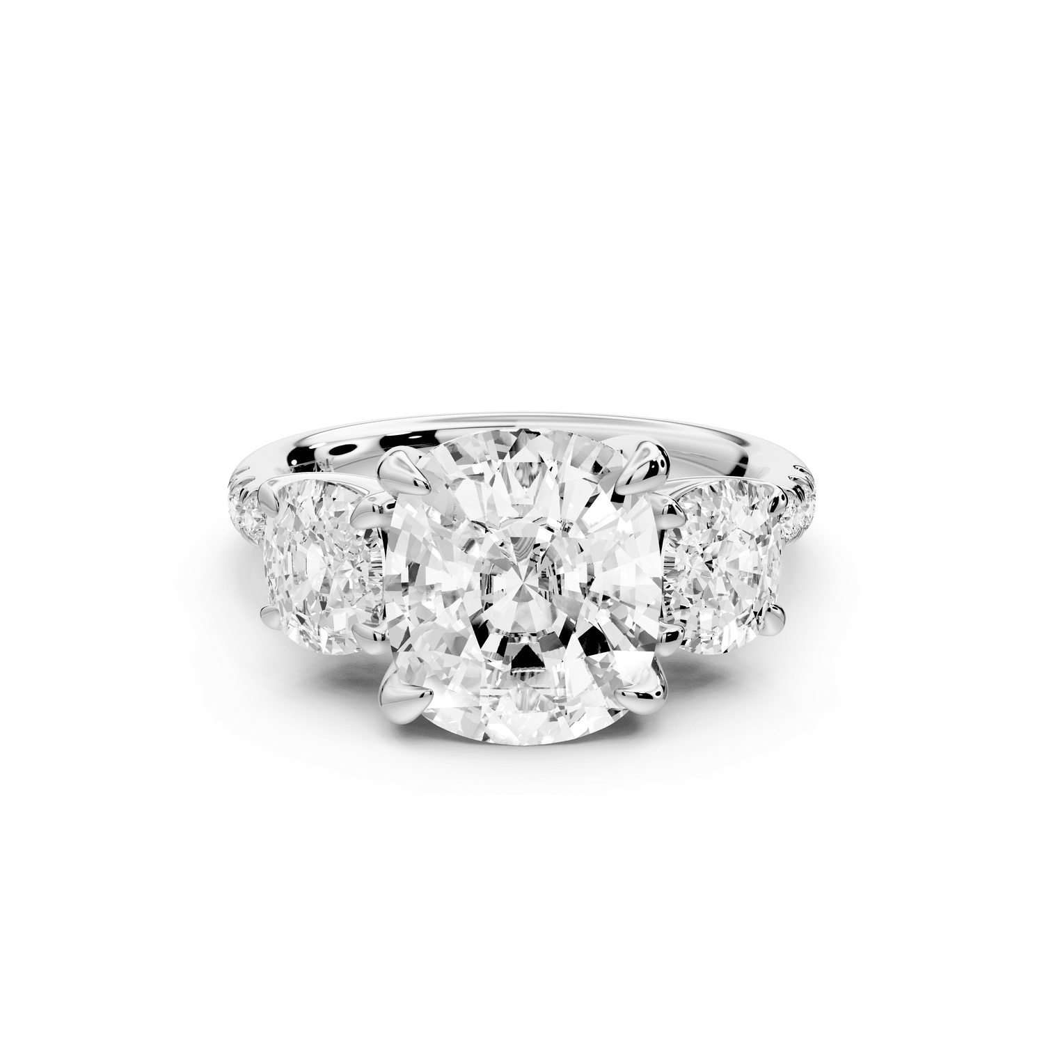 Mia - 4ct platinum ecushion Trellis Basket Diamond Pavé half band Engagement Ring - Mr. Alex Jewelry