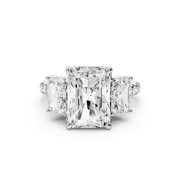 Mia - 4ct platinum radiant Trellis Basket Diamond Pavé half band Engagement Ring - Mr. Alex Jewelry