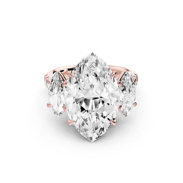 Mia - 5ct 14k rose gold marquise Trellis Basket Diamond Pavé half band Engagement Ring - Mr. Alex Jewelry