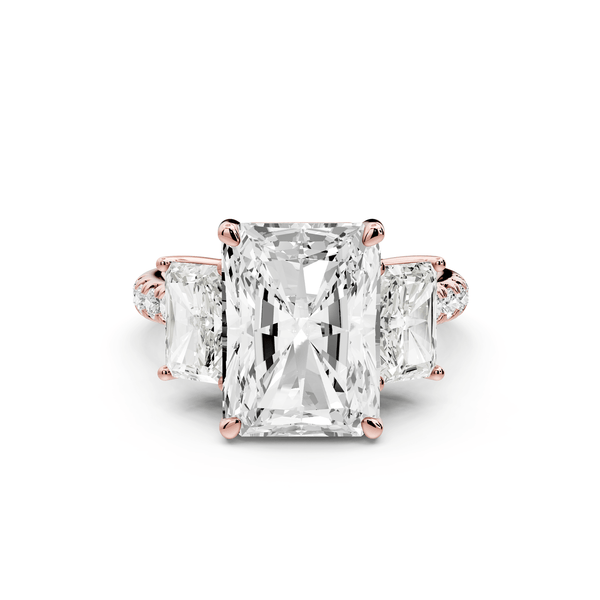 Mia - 5ct 14k rose gold radiant Trellis Basket Diamond Pavé half band Engagement Ring - Mr. Alex Jewelry