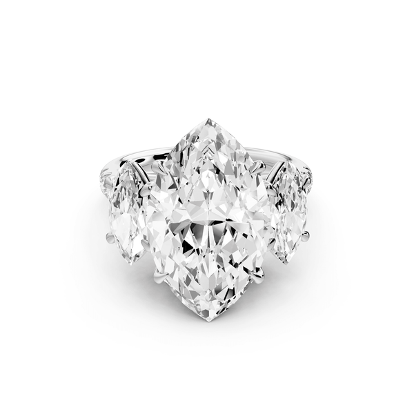 Mia - 5ct 14k white gold marquise Trellis Basket Diamond Pavé half band Engagement Ring - Mr. Alex Jewelry