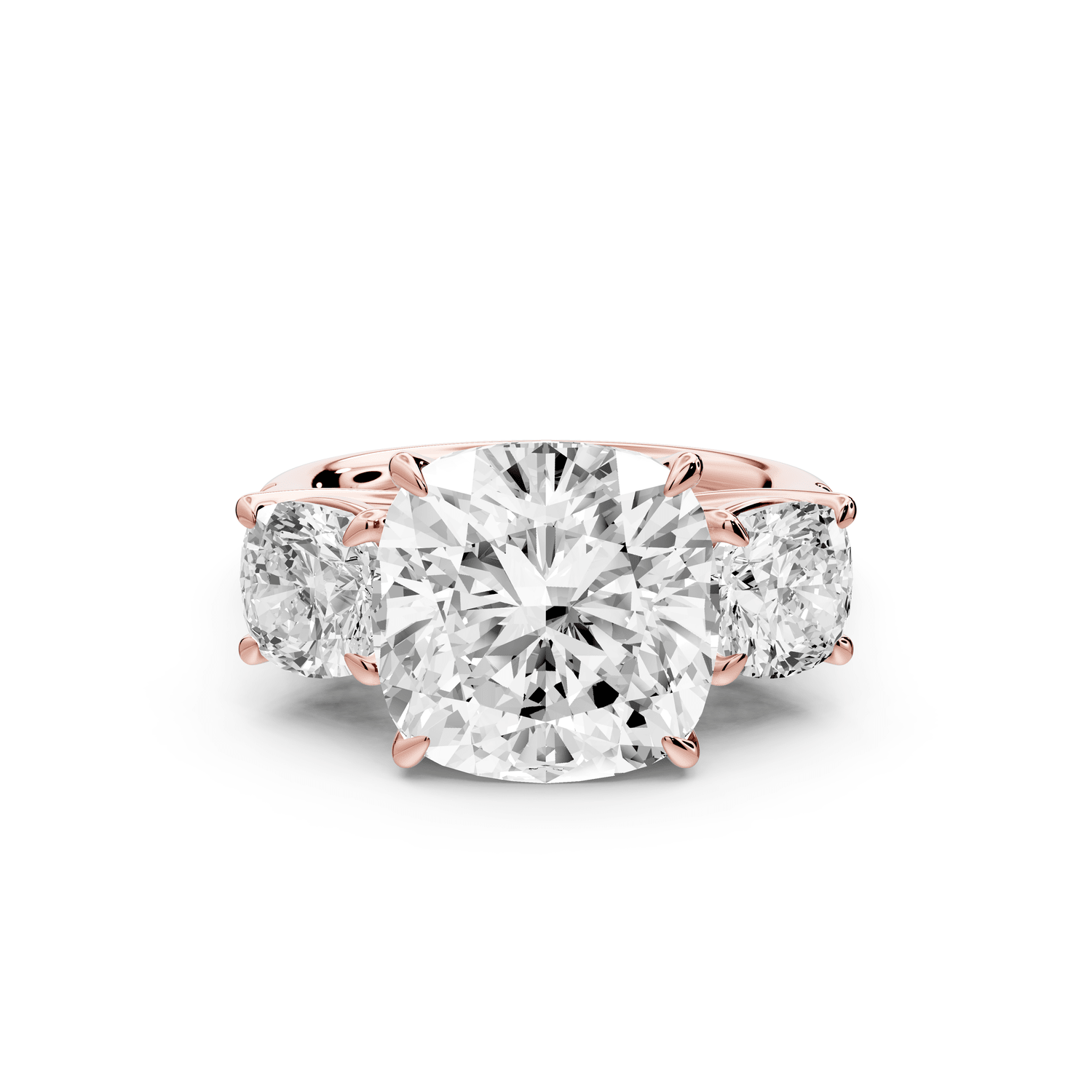 Mia - 5ct 18k rose gold cushion Trellis Basket Diamond Pavé half band Engagement Ring - Mr. Alex Jewelry