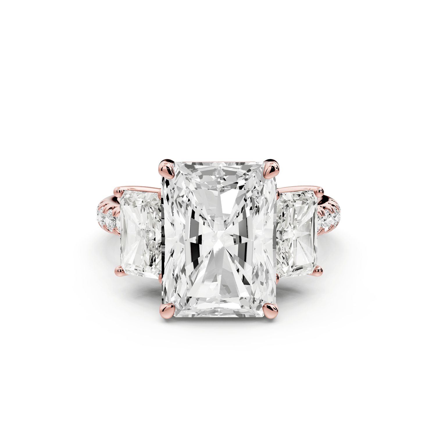 Mia - 5ct 18k rose gold radiant Trellis Basket Diamond Pavé half band Engagement Ring - Mr. Alex Jewelry
