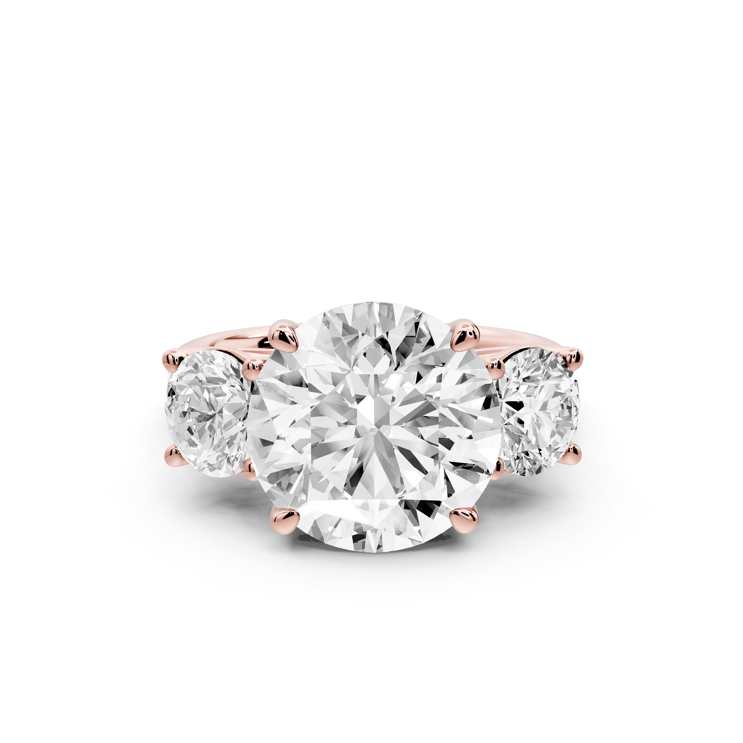 Mia - 5ct 18k rose gold round Trellis Basket Diamond Pavé half band Engagement Ring - Mr. Alex Jewelry