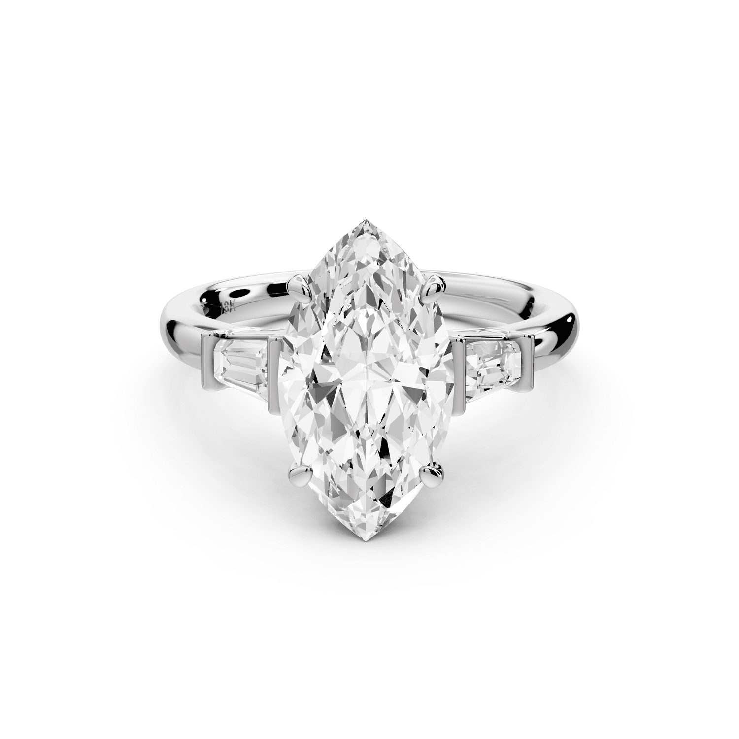 Naomi - 2ct 14k white gold marquise diamond with Tapered Baguettes side stones Engagement Ring - Mr. Alex Jewelry