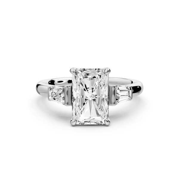 Naomi - 2ct 14k white gold radiant diamond with Tapered Baguettes side stones Engagement Ring - Mr. Alex Jewelry