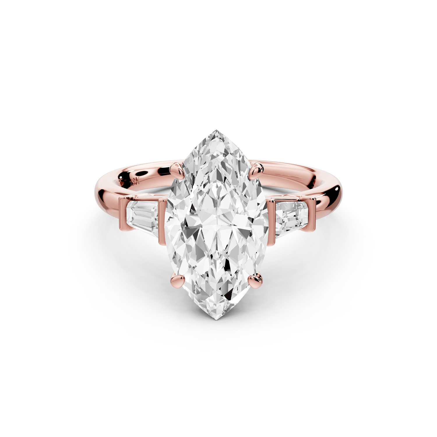 Naomi - 2ct 18k rose gold marquise diamond with Tapered Baguettes side stones Engagement Ring - Mr. Alex Jewelry