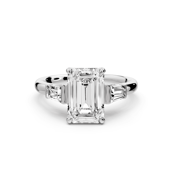 Naomi - 2ct 18k white gold emerald diamond with Tapered Baguettes side stones Engagement Ring - Mr. Alex Jewelry