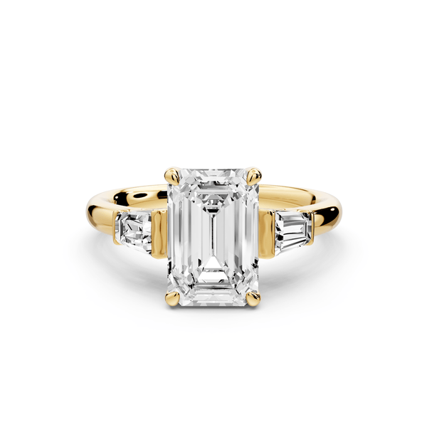 Naomi - 2ct 18k yellow gold emerald diamond with Tapered Baguettes side stones Engagement Ring - Mr. Alex Jewelry