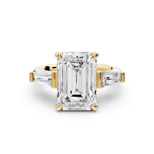 Naomi - 3ct 18k yellow gold emerald diamond with Tapered Baguettes side stones Engagement Ring - Mr. Alex Jewelry