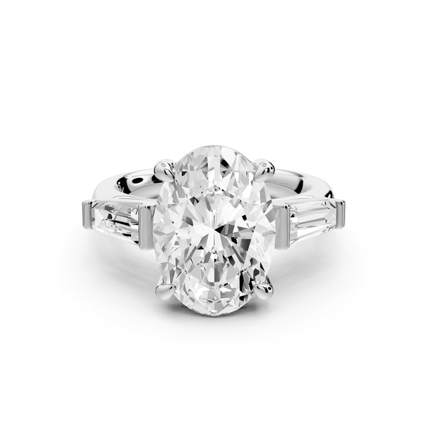 Naomi - 3ct platinum oval diamond with Tapered Baguettes side stones Engagement Ring - Mr. Alex Jewelry
