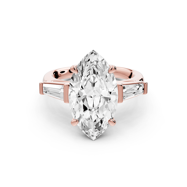 Naomi - 4ct 14k rose gold marquise diamond with Tapered Baguettes side stones Engagement Ring - Mr. Alex Jewelry