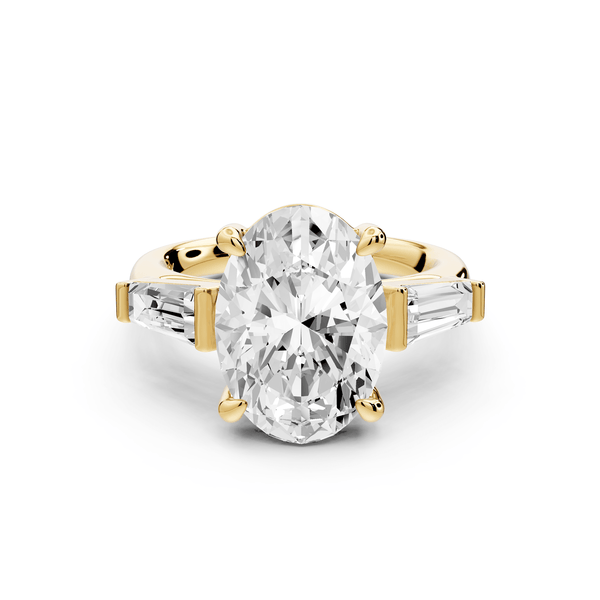 Naomi - 4ct 18k yellow gold oval diamond with Tapered Baguettes side stones Engagement Ring - Mr. Alex Jewelry