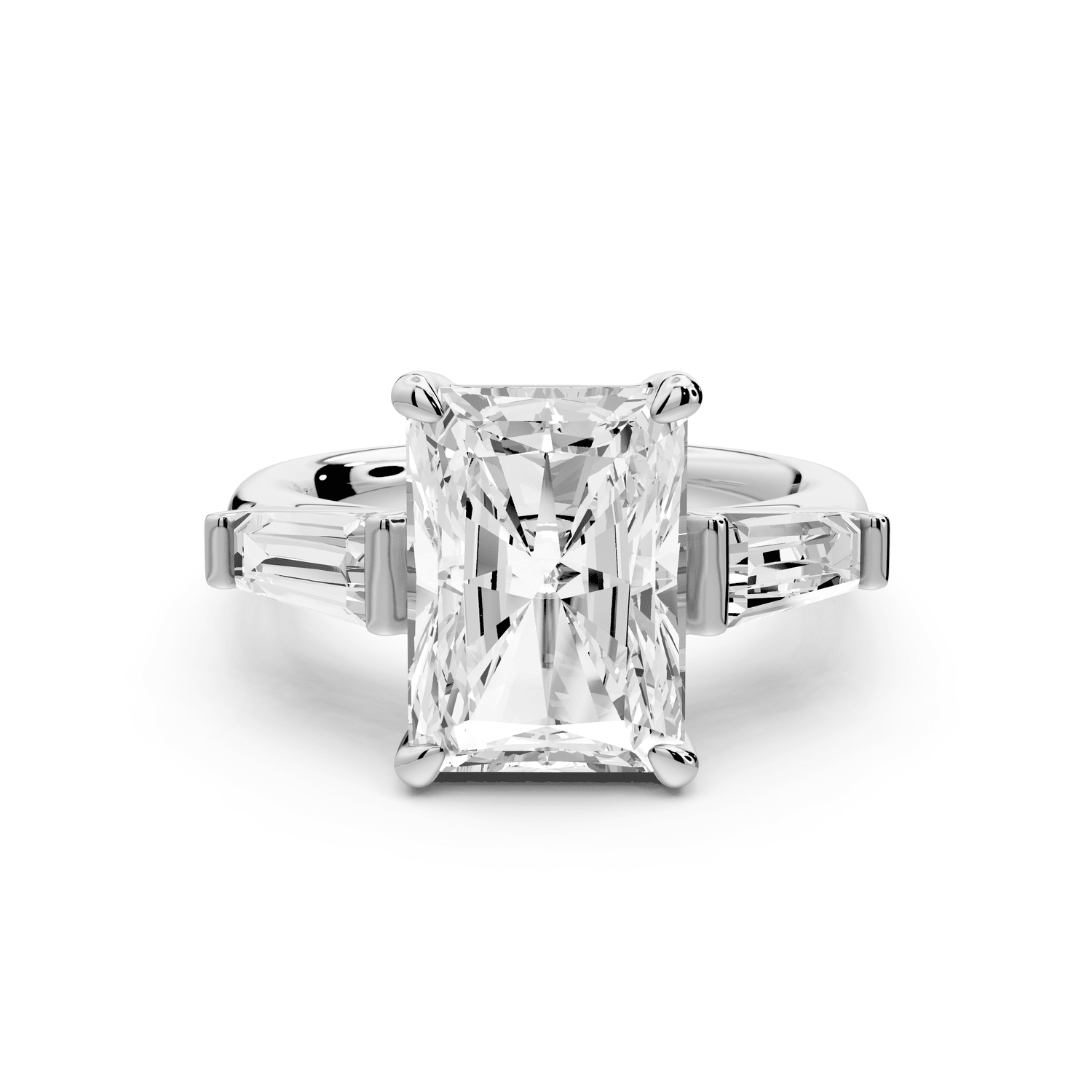 Naomi - 4ct platinum radiant diamond with Tapered Baguettes side stones Engagement Ring - Mr. Alex Jewelry
