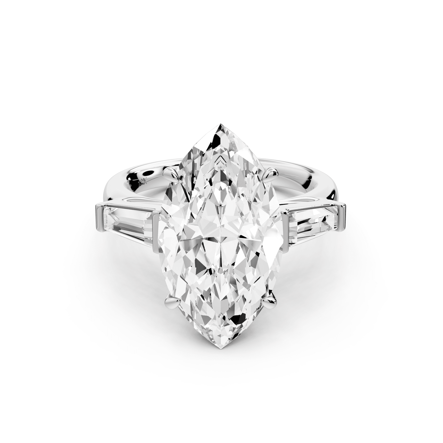 Naomi - 5ct 14k white gold marquise diamond with Tapered Baguettes side stones Engagement Ring - Mr. Alex Jewelry