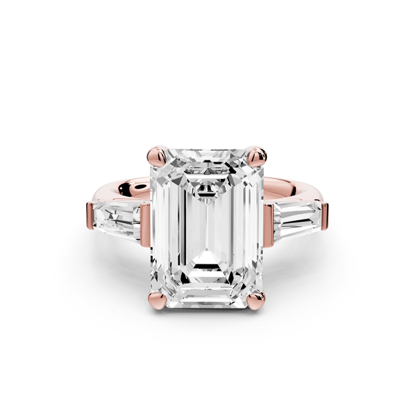 Naomi - 5ct 18k rose gold emerald diamond with Tapered Baguettes side stones Engagement Ring - Mr. Alex Jewelry