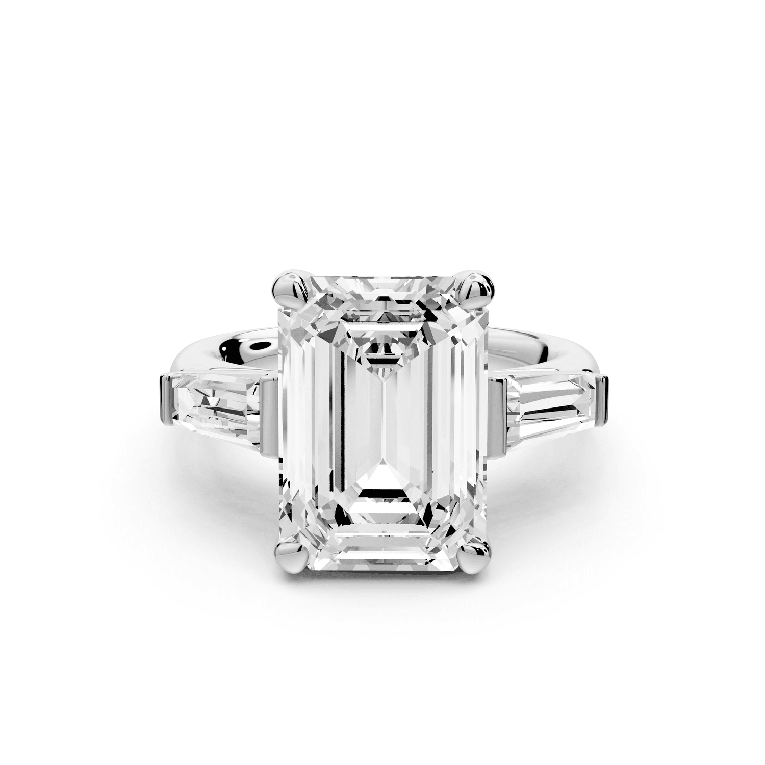 Naomi - 5ct 18k white gold emerald diamond with Tapered Baguettes side stones Engagement Ring - Mr. Alex Jewelry