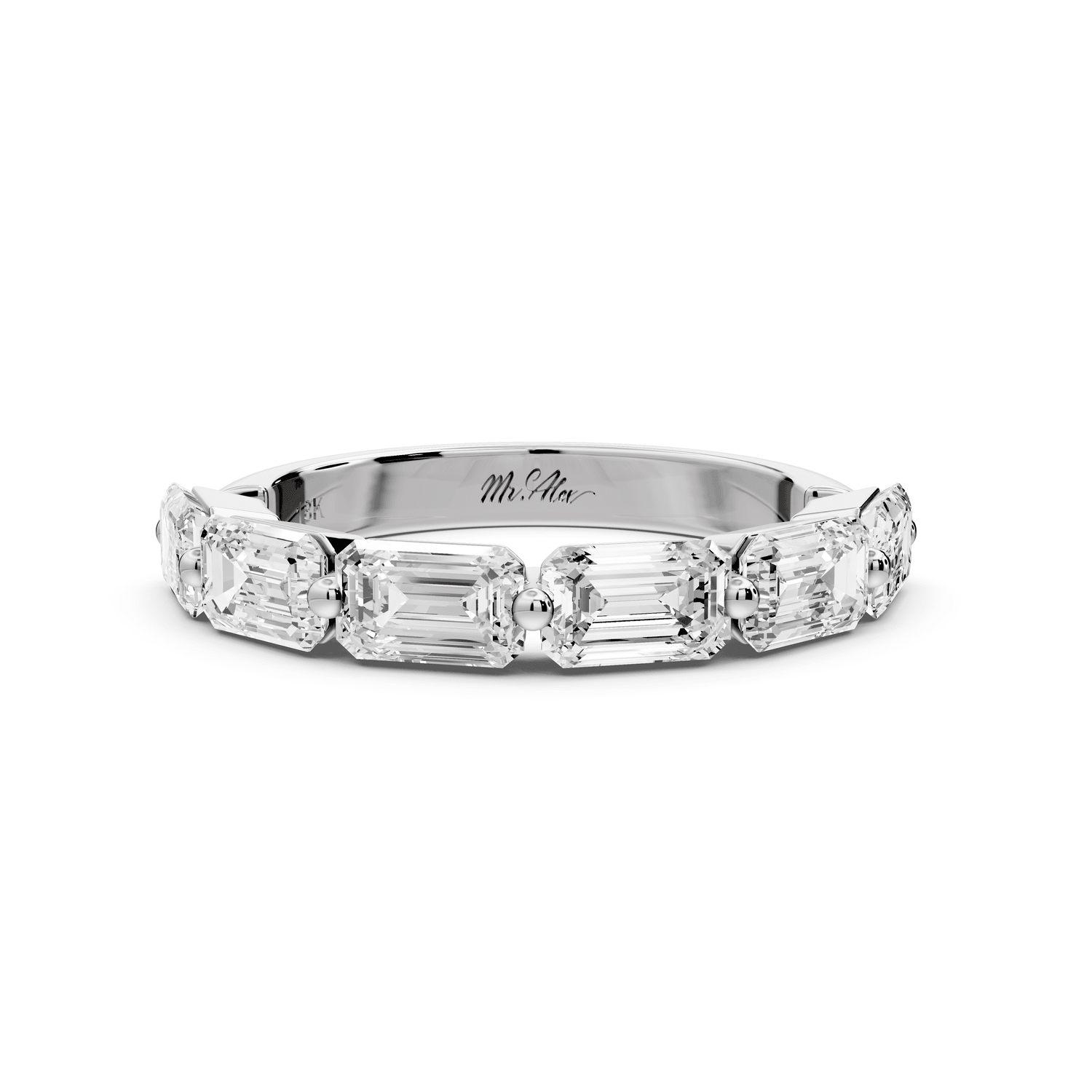 Nitzan - 2.01ct 14k white gold Seven-Stone Emerald-Cut Diamond Wedding Band Ring - Mr. Alex Jewelry