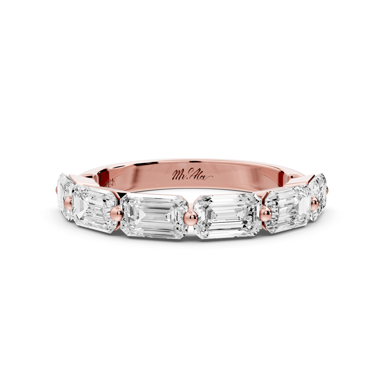 Nitzan - 2.01ct 18k rose gold Seven-Stone Emerald-Cut Diamond Wedding Band Ring - Mr. Alex Jewelry
