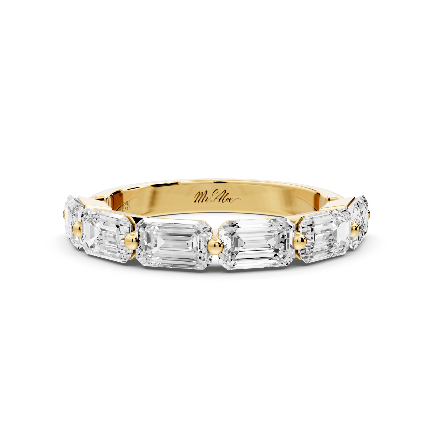 Nitzan - 2.01ct 18k yellow gold Seven-Stone Emerald-Cut Diamond Wedding Band Ring - Mr. Alex Jewelry