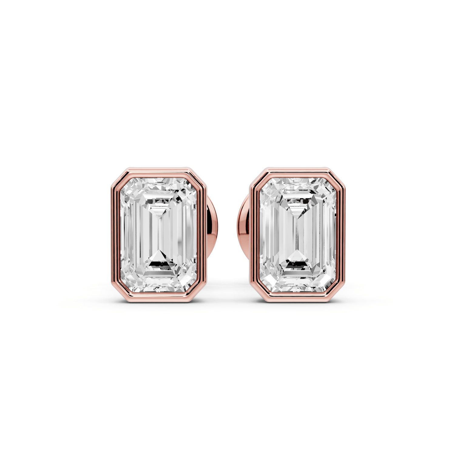 Noa - 1ct 14k rose gold Emerald - Cut Diamond Stud Earrings - Mr. Alex Jewelry