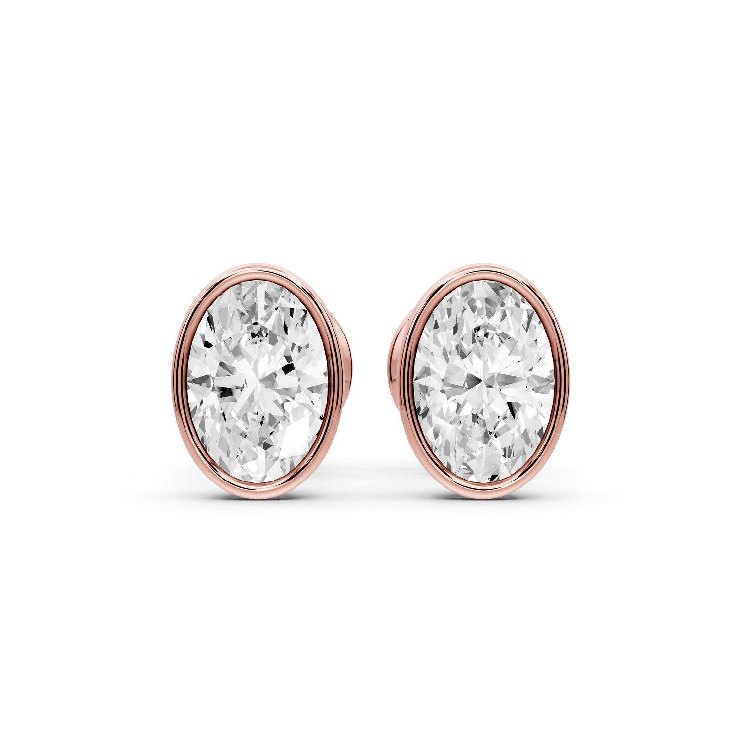 Noa - 1ct 14k rose gold Oval - Cut Diamond Stud Earrings - Mr. Alex Jewelry