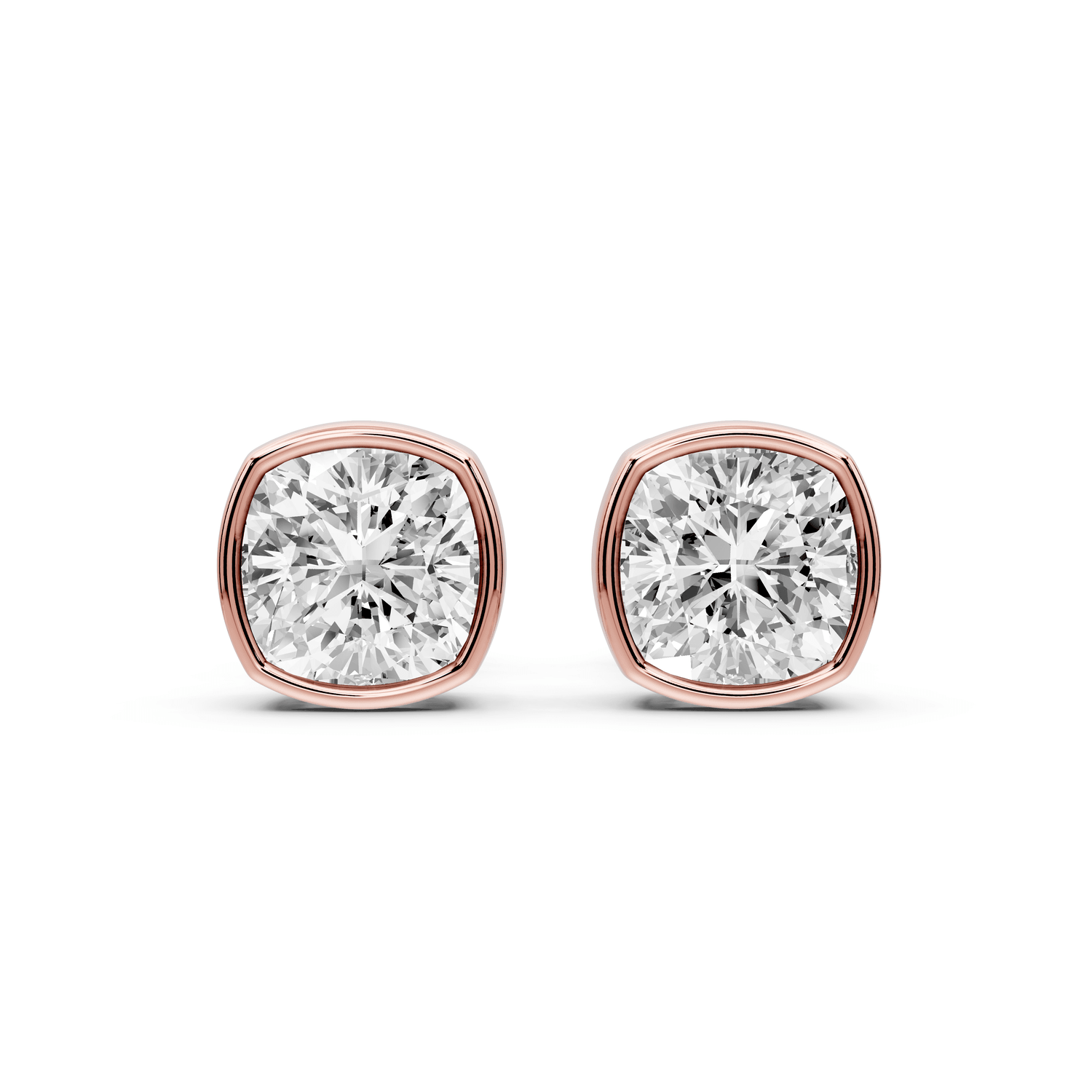 Noa - 2ct 14k rose gold Cushion - Cut Diamond Stud Earrings - Mr. Alex Jewelry