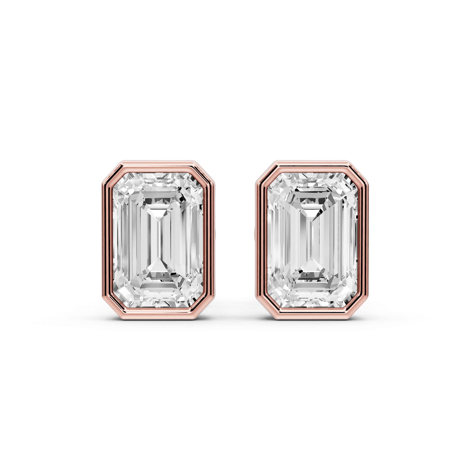 Noa - 2ct 14k rose gold Emerald - Cut Diamond Stud Earrings - Mr. Alex Jewelry