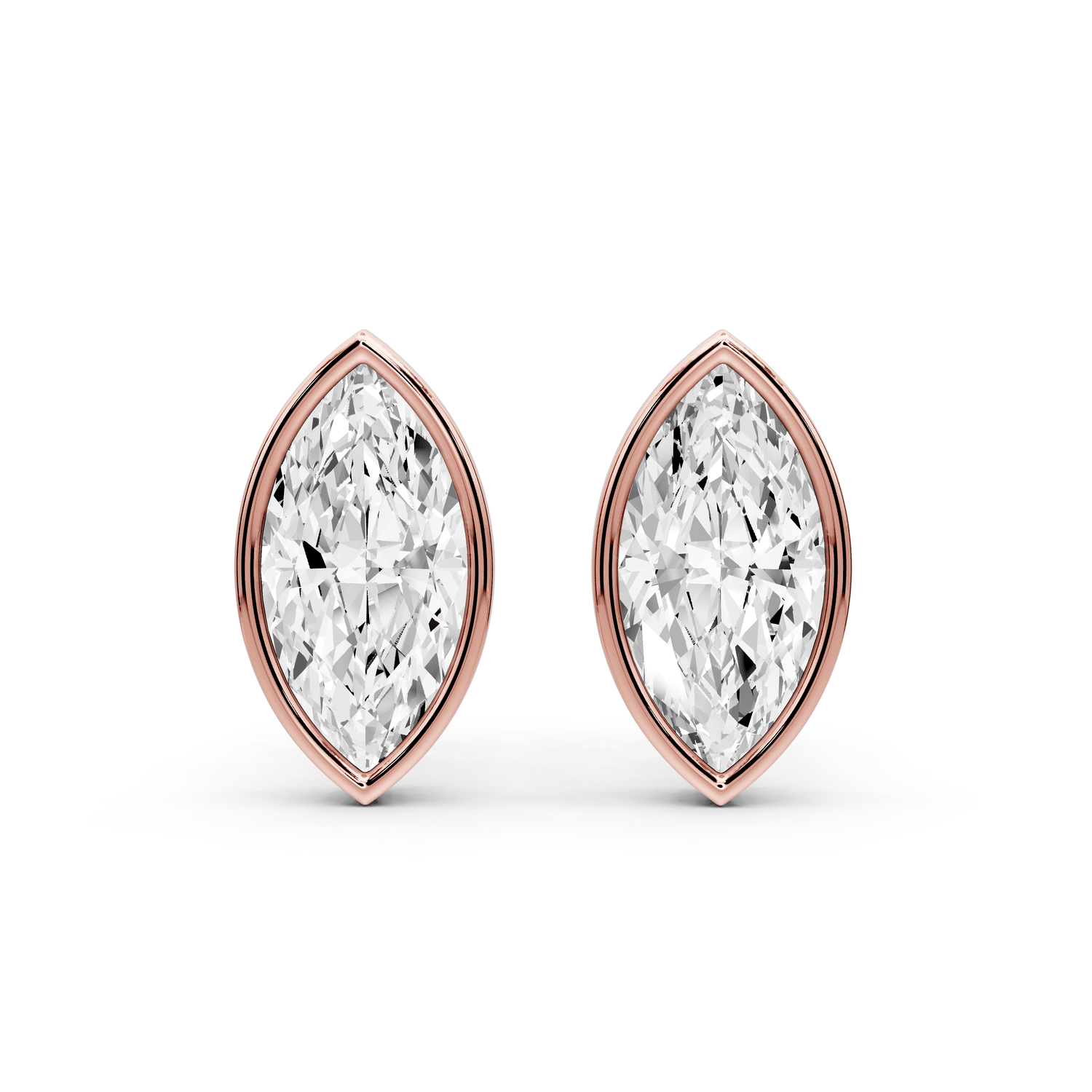 Noa - 2ct 14k rose gold Marquise - Cut Diamond Stud Earrings - Mr. Alex Jewelry